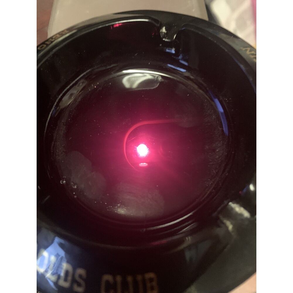 Vtg Harolds Club Reno for Fun Glass Amethyst 4.25" Ashtray Looks Black EUC